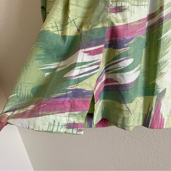 Vintage Melrose green & pink abstract waterproof trench coat - Picture 15 of 15